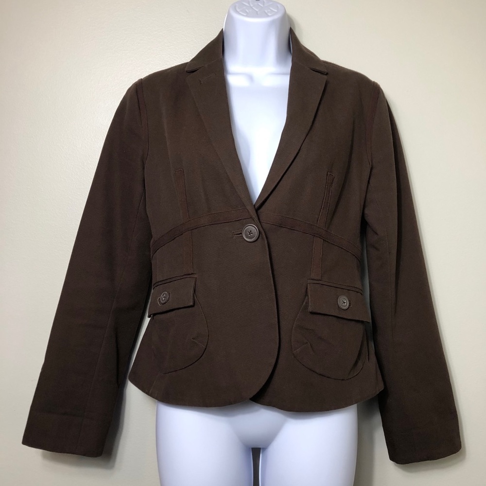 CAbi Brown Fully Lined Ribbon Detail Jacket Size 4